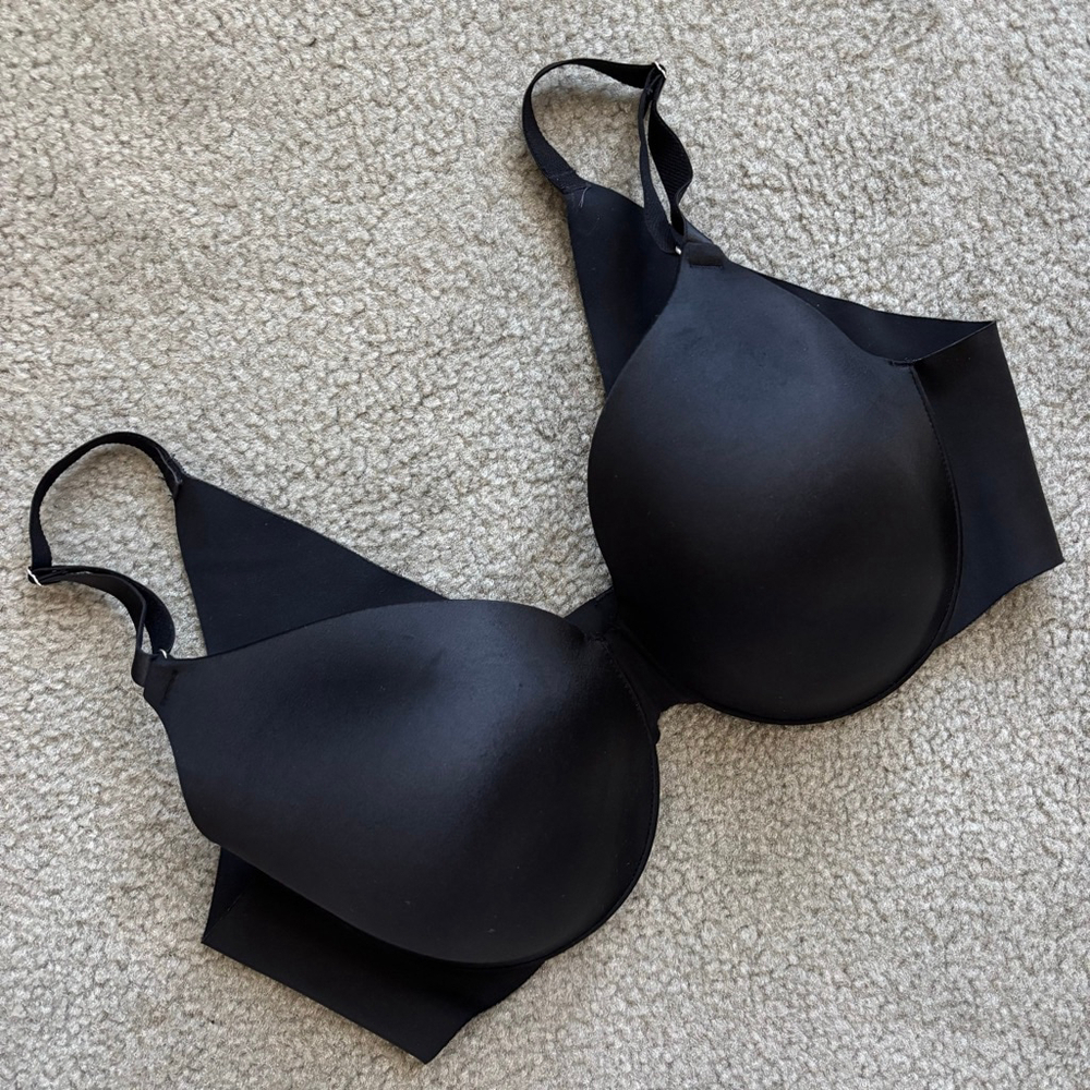 EUC Soma Vanishing Back Full Coverage Bra Underwire Black Satin Padded | 40C